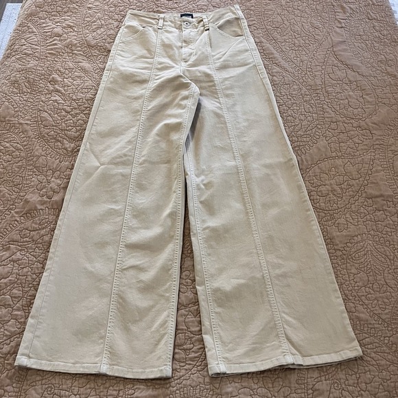 Maeve Denim - Maeve Anthropologie Delaney 28 Wide Leg Pants High Rise Seamed Trouser Tan Boho